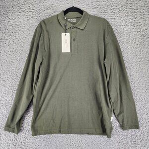 Selected/Homme Shirt Mens Small Green Long Sleeve Polo *NWT*